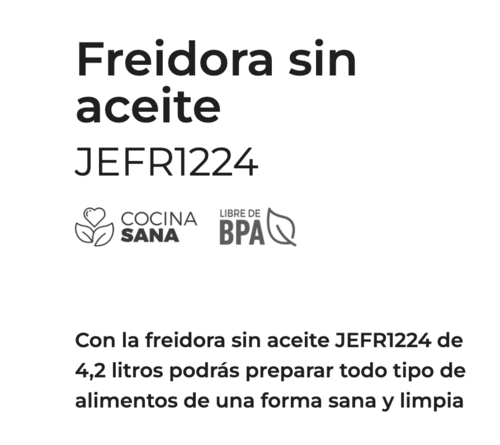 Freidora sin aceite JEFR1224 - 4,2L