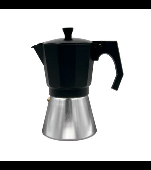 CAFETERA ITALIANA DE ALUMINIO/NEGRO, 6 TAZAS, MOKKA INDUCCION - BASTILIPO 367