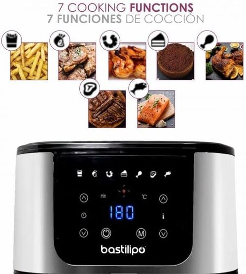 FREIDORA DE AIRE DIGITAL 5,5L 1800W - BASTILIPO - AF-1800, DRAGON AIR FRYER