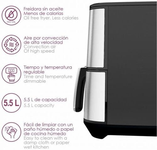 FREIDORA DE AIRE DIGITAL 5,5L 1800W - BASTILIPO - AF-1800, DRAGON AIR FRYER