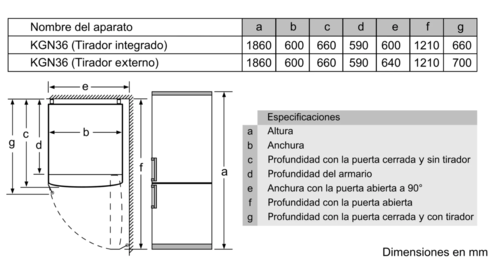 'FRIGORIFICO COMBINADO BOSCH KGN36VWDA