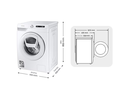 LAVADORA CARGA FRONTAL SAMSUNG WW90T554DTW DEF