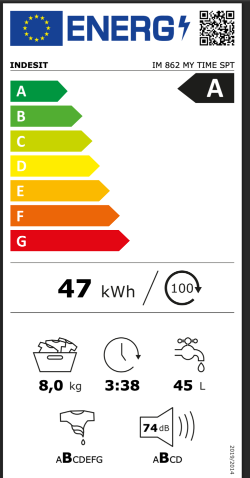 LAVADORA INDESIT MY TIME 8KG 1200RPM  IM862MY
